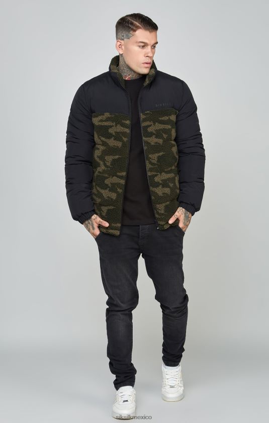 chaqueta burbuja sherpa negra vestir hombres SikSilk 8TT44N485