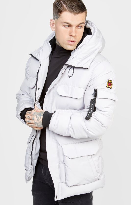 chaqueta parka gris vestir hombres SikSilk 8TT44N487