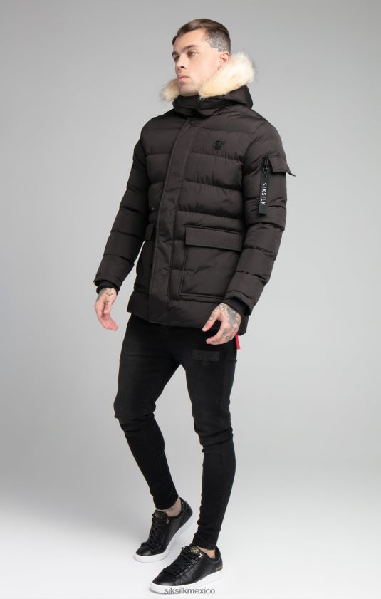 parka de expedición negra vestir hombres SikSilk 8TT44N493