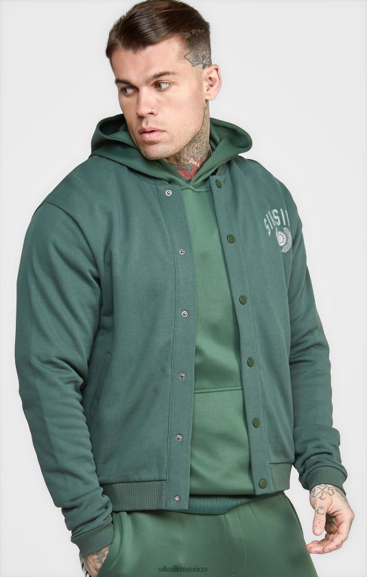 bomber universitario relajado verde vestir hombres SikSilk 8TT44N429
