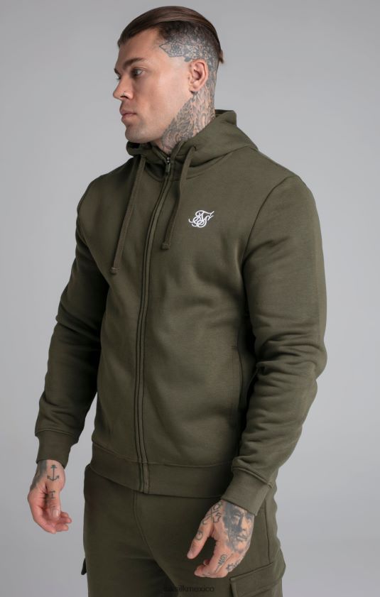 sudadera con capucha caqui esencial con cremallera y embudo vestir hombres SikSilk 8TT44N423