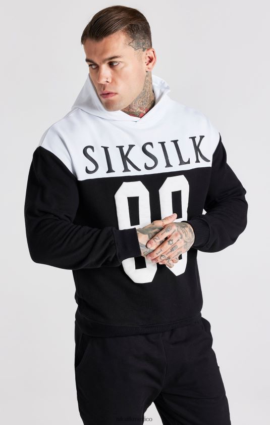sudadera con capucha extragrande y estampado retro 89 en negro vestir hombres SikSilk 8TT44N457