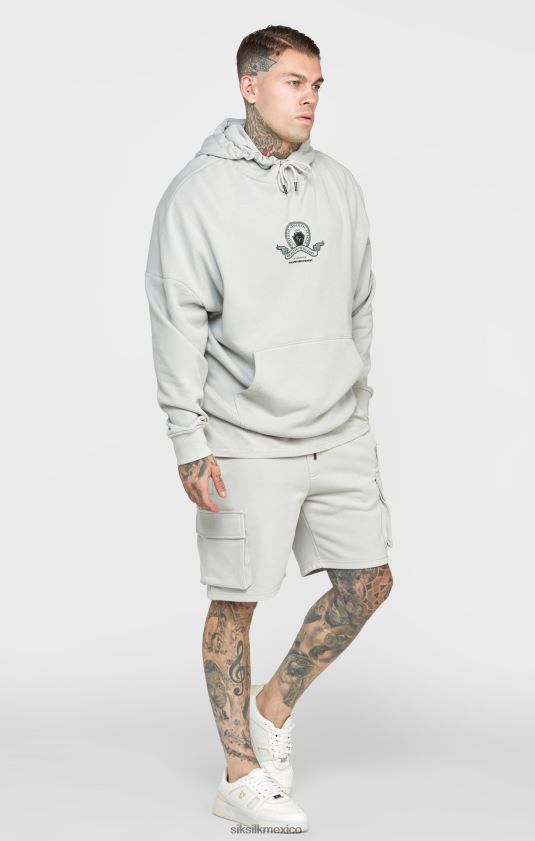 sudadera con capucha extragrande y estampado universitario gris vestir hombres SikSilk 8TT44N443