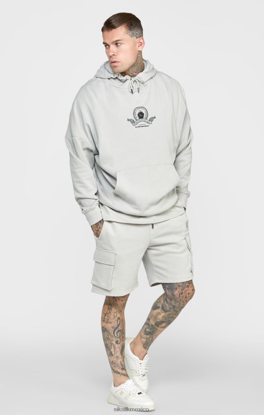 sudadera con capucha extragrande y estampado universitario gris vestir hombres SikSilk 8TT44N443