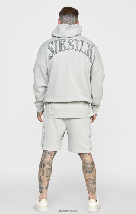 sudadera con capucha extragrande y estampado universitario gris vestir hombres SikSilk 8TT44N443