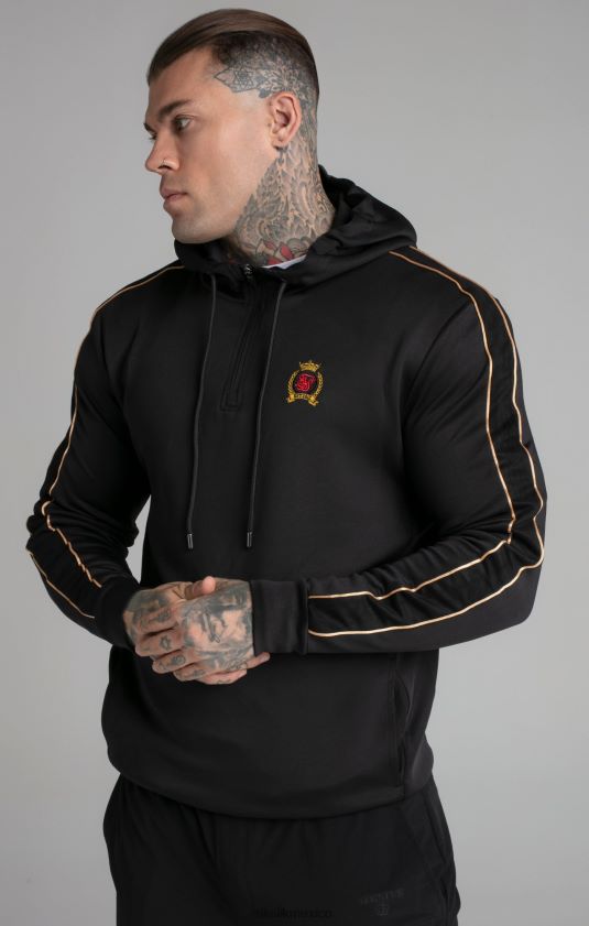 sudadera con capucha negra con cremallera corta vestir hombres SikSilk 8TT44N413
