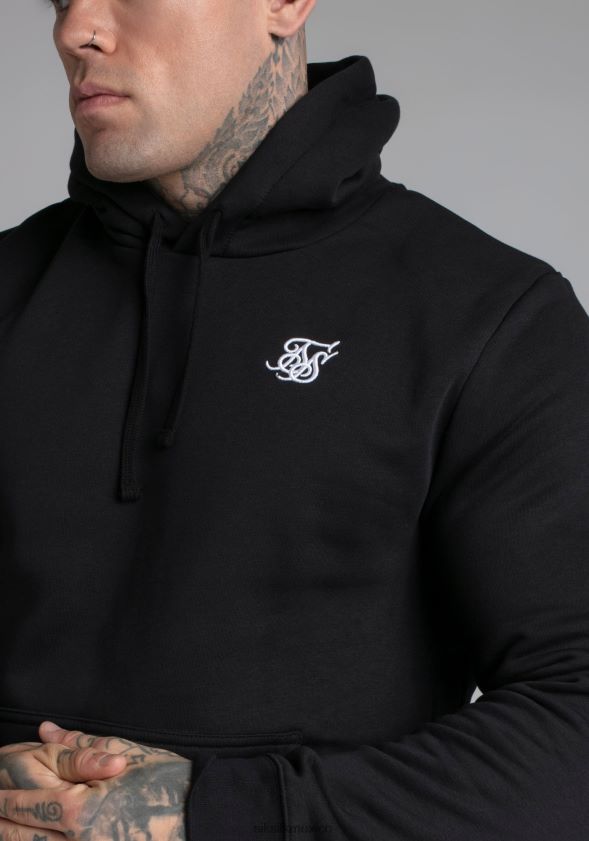 sudadera con capucha negra esencial vestir hombres SikSilk 8TT44N422