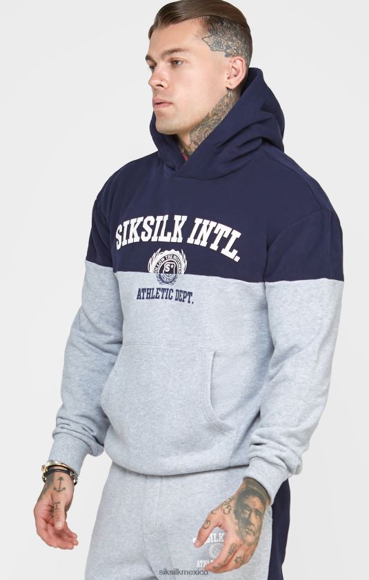 sudadera con capucha oversize cortada y cosida en azul marino vestir hombres SikSilk 8TT44N442
