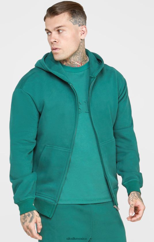 sudadera con capucha verde con cremallera vestir hombres SikSilk 8TT44N418