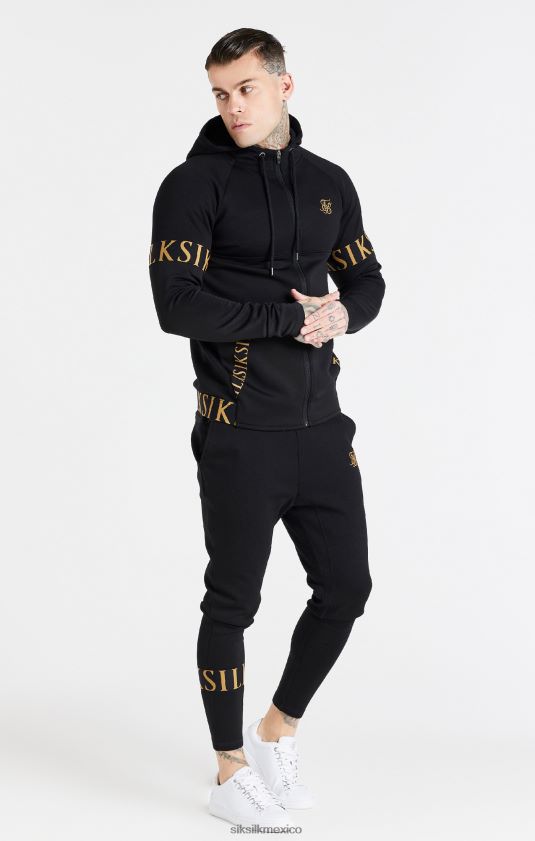 sudadera con capucha y cremallera dinámica negra vestir hombres SikSilk 8TT44N416