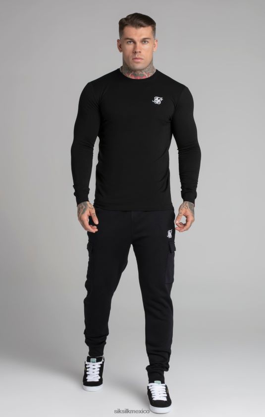 sudadera negra esencial vestir hombres SikSilk 8TT44N412
