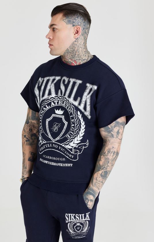 sudadera universitaria azul marino vestir hombres SikSilk 8TT44N445