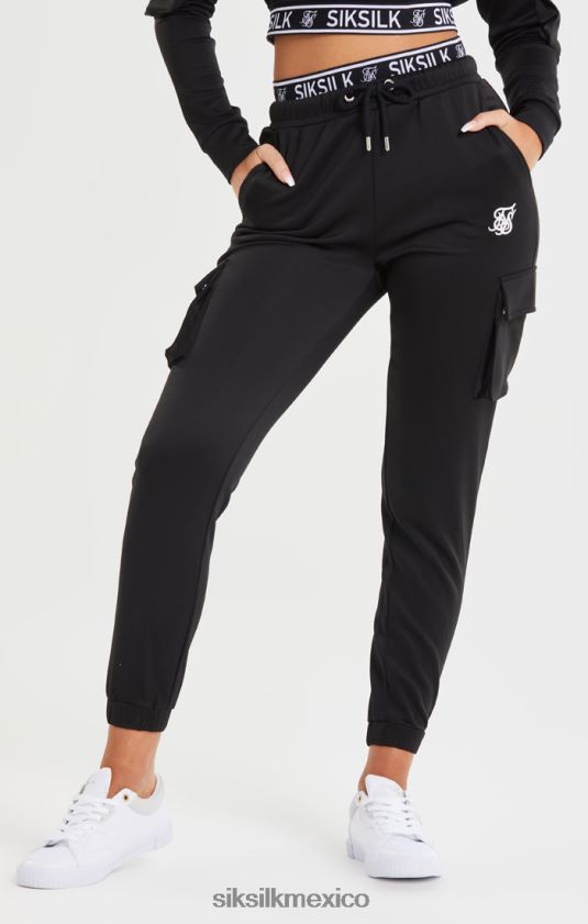jogger negro con bolsillo cargo vestir mujer SikSilk 8TT44N157