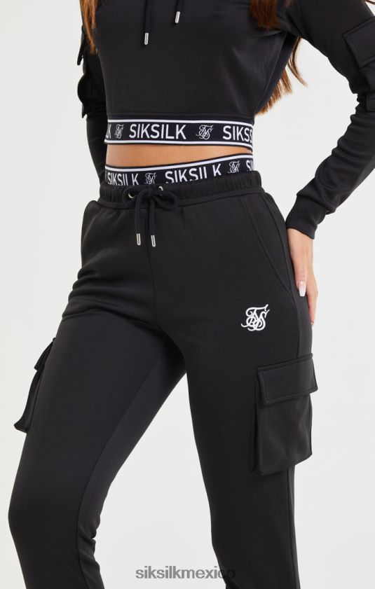 jogger negro con bolsillo cargo vestir mujer SikSilk 8TT44N157