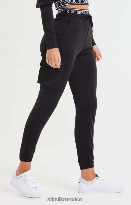 jogger negro con bolsillo cargo vestir mujer SikSilk 8TT44N157