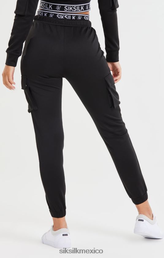 jogger negro con bolsillo cargo vestir mujer SikSilk 8TT44N157