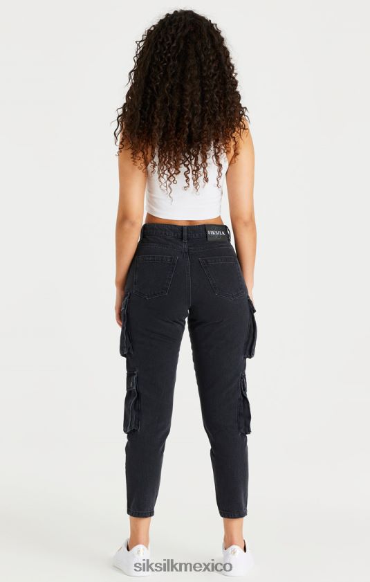 cargo de mezclilla negro vestir mujer SikSilk 8TT44N187