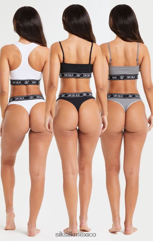 pack de 3 tangas negro, blanco y gris vestir mujer SikSilk 8TT44N224