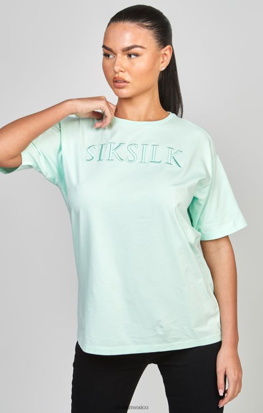 camiseta boyfriend bordada en color menta vestir mujer SikSilk 8TT44N64