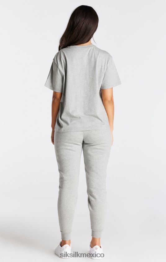 camiseta boyfriend gris jaspeado esencial vestir mujer SikSilk 8TT44N41