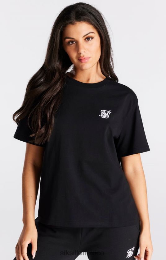 camiseta boyfriend negra esencial vestir mujer SikSilk 8TT44N40