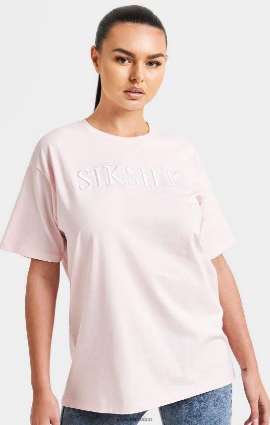 camiseta boyfriend rosa bordada vestir mujer SikSilk 8TT44N63