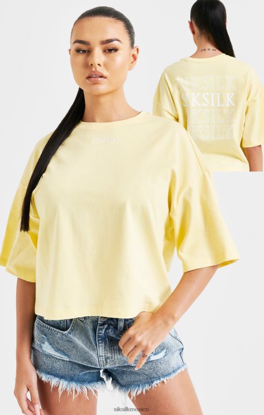 camiseta con logo repetido de limón vestir mujer SikSilk 8TT44N70