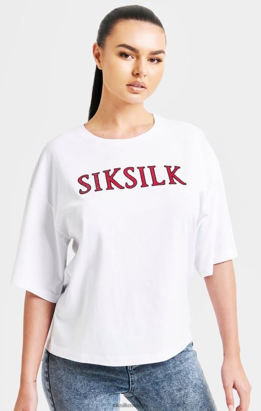 camiseta corta blanca con brillos vestir mujer SikSilk 8TT44N35