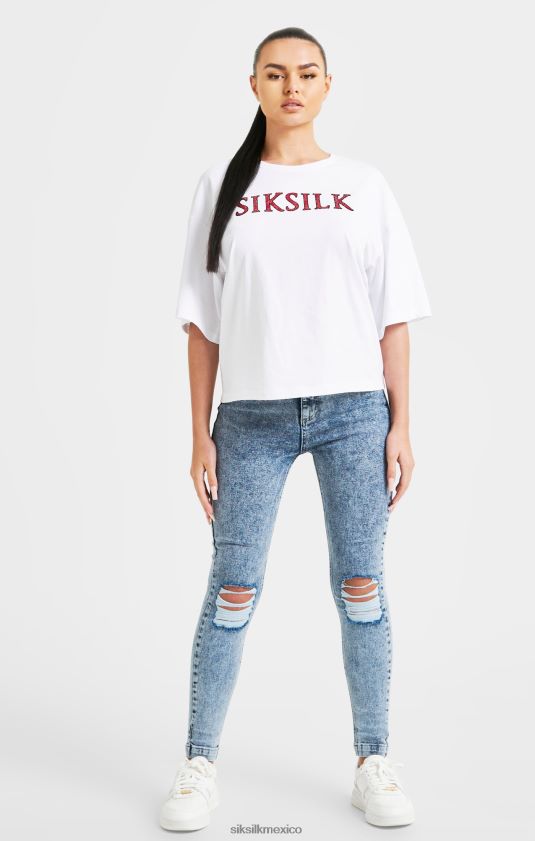 camiseta corta blanca con brillos vestir mujer SikSilk 8TT44N35
