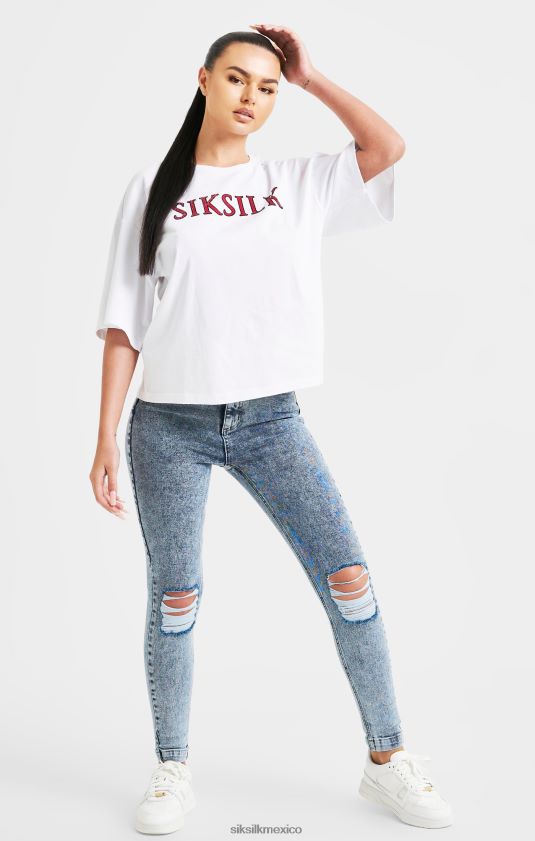 camiseta corta blanca con brillos vestir mujer SikSilk 8TT44N35