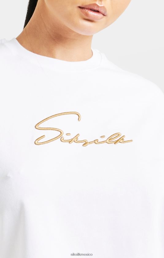 camiseta corta blanca distintiva vestir mujer SikSilk 8TT44N45