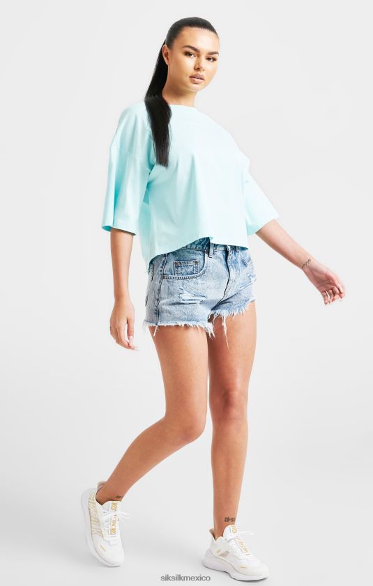 camiseta corta con la marca color aguamarina vestir mujer SikSilk 8TT44N60