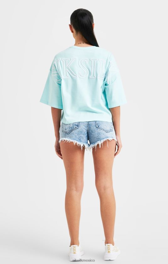 camiseta corta con la marca color aguamarina vestir mujer SikSilk 8TT44N60