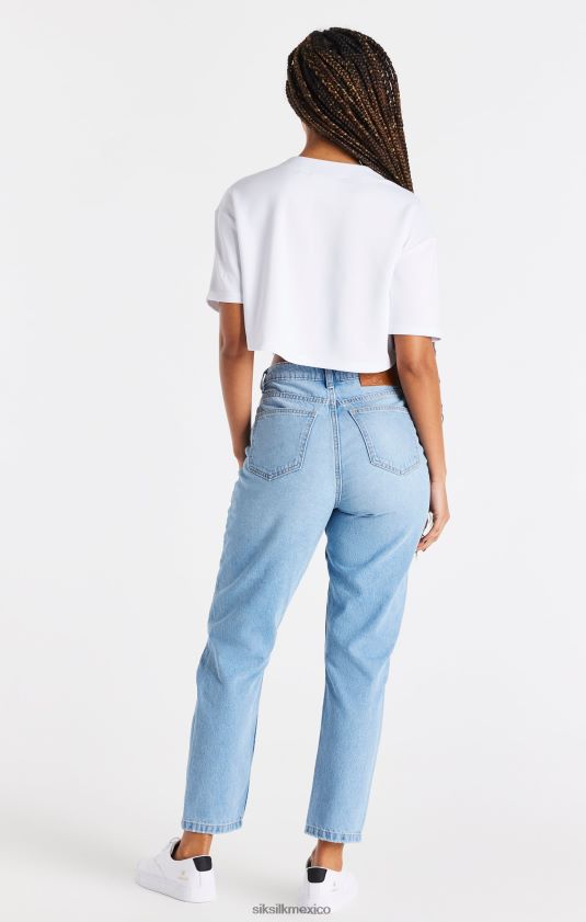 camiseta corta de béisbol blanca vestir mujer SikSilk 8TT44N50