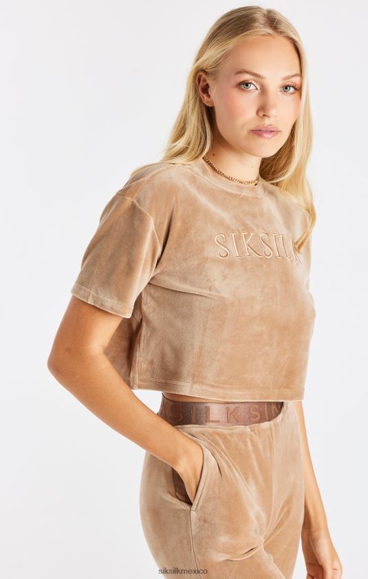 camiseta corta de terciopelo dorado vestir mujer SikSilk 8TT44N42