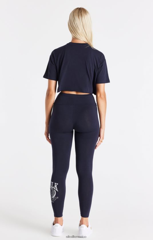 camiseta corta estilo universitario azul marino vestir mujer SikSilk 8TT44N51