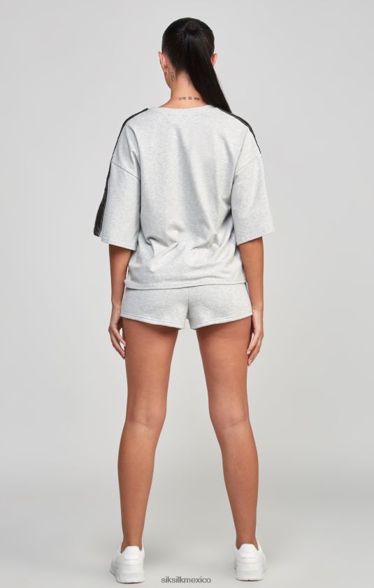 camiseta corta gris con cinta vestir mujer SikSilk 8TT44N58