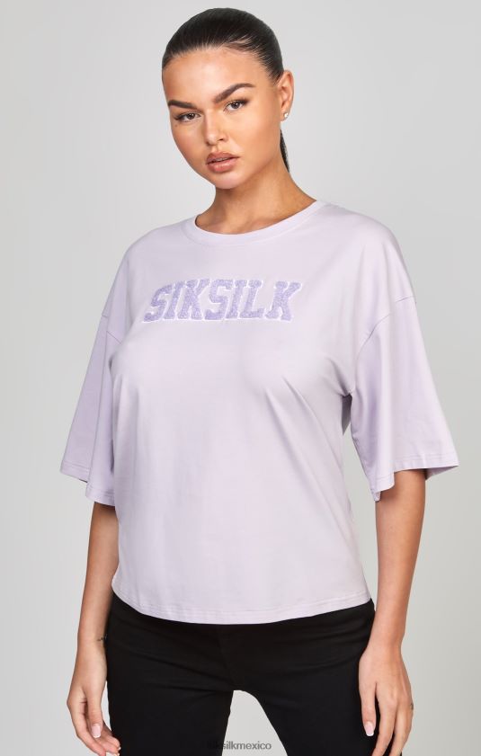 camiseta corta morada con logo universitario vestir mujer SikSilk 8TT44N55