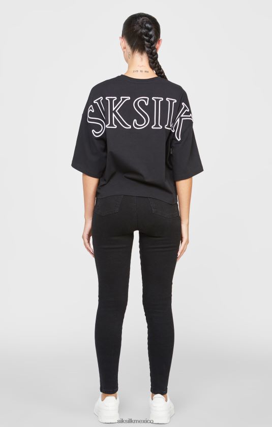 camiseta corta negra con la marca vestir mujer SikSilk 8TT44N43
