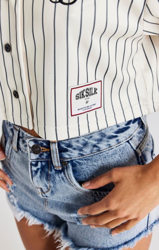 camiseta de béisbol corta color crudo vestir mujer SikSilk 8TT44N33