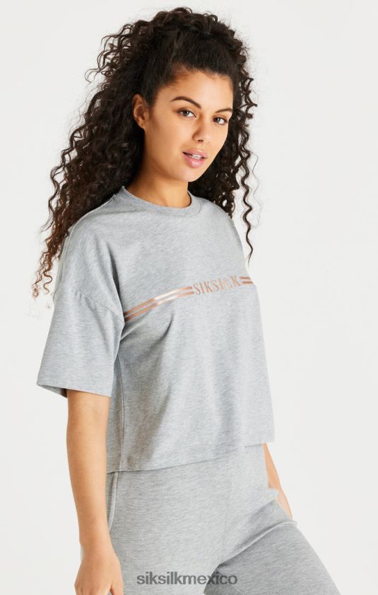 camiseta gris jaspeado caja vestir mujer SikSilk 8TT44N72