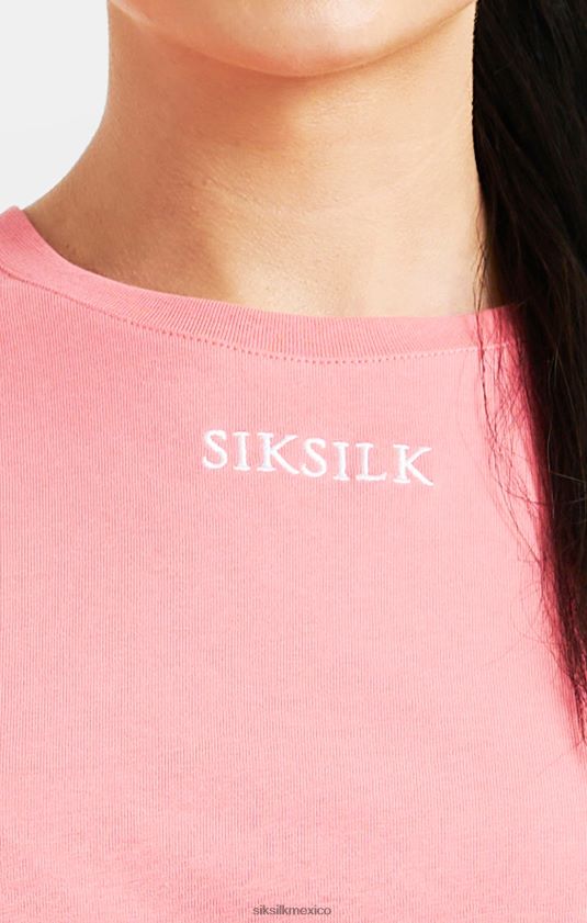 camiseta rosa con logo repetido vestir mujer SikSilk 8TT44N65