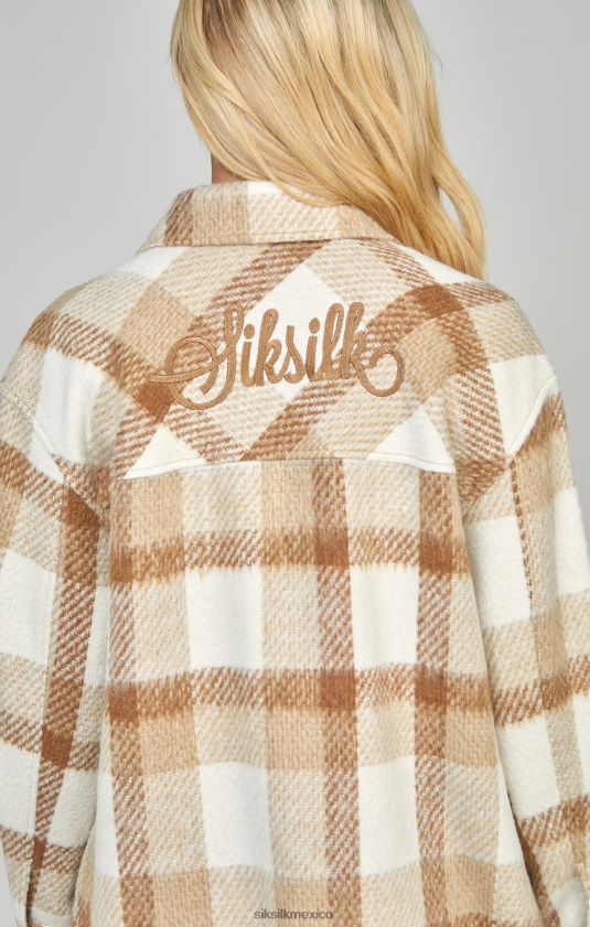 chaqueta a cuadros beige vestir mujer SikSilk 8TT44N137