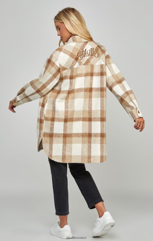 chaqueta a cuadros beige vestir mujer SikSilk 8TT44N137