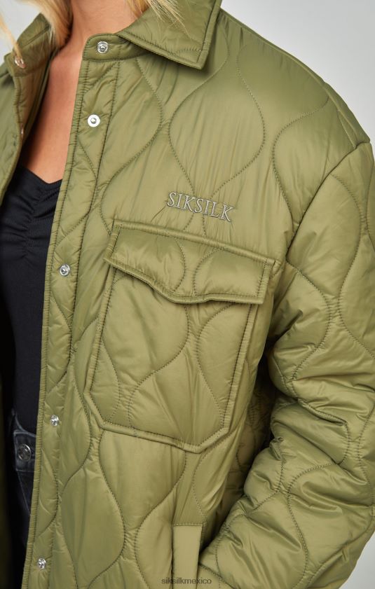 chaqueta acolchada ligera de color caqui vestir mujer SikSilk 8TT44N126