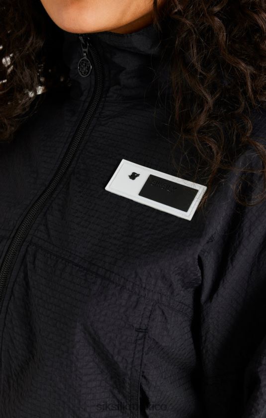 chaqueta corta negra fruncida vestir mujer SikSilk 8TT44N139