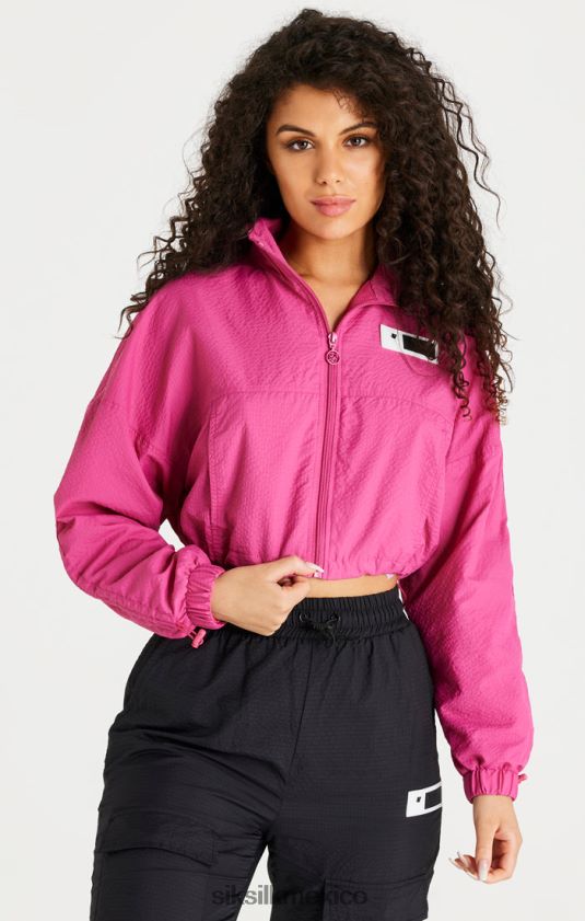 chaqueta corta rosa fruncida vestir mujer SikSilk 8TT44N134