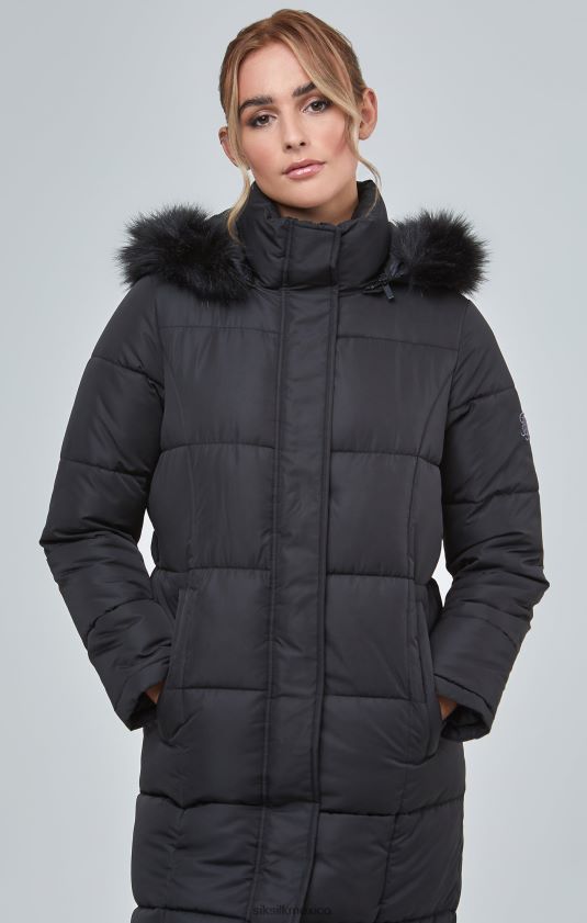 parka larga acolchada negra vestir mujer SikSilk 8TT44N129