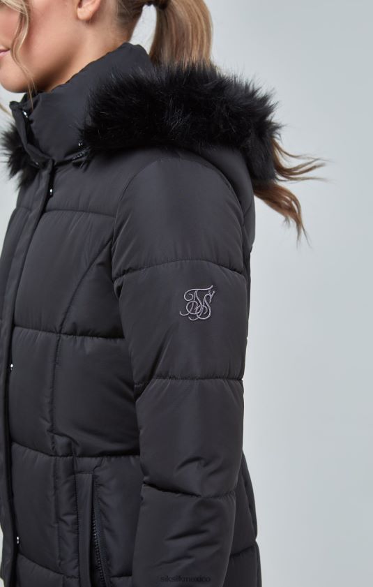 parka larga acolchada negra vestir mujer SikSilk 8TT44N129