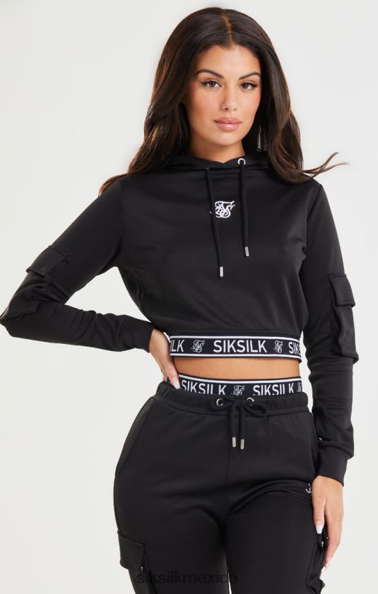 sudadera con capucha corta negra vestir mujer SikSilk 8TT44N116